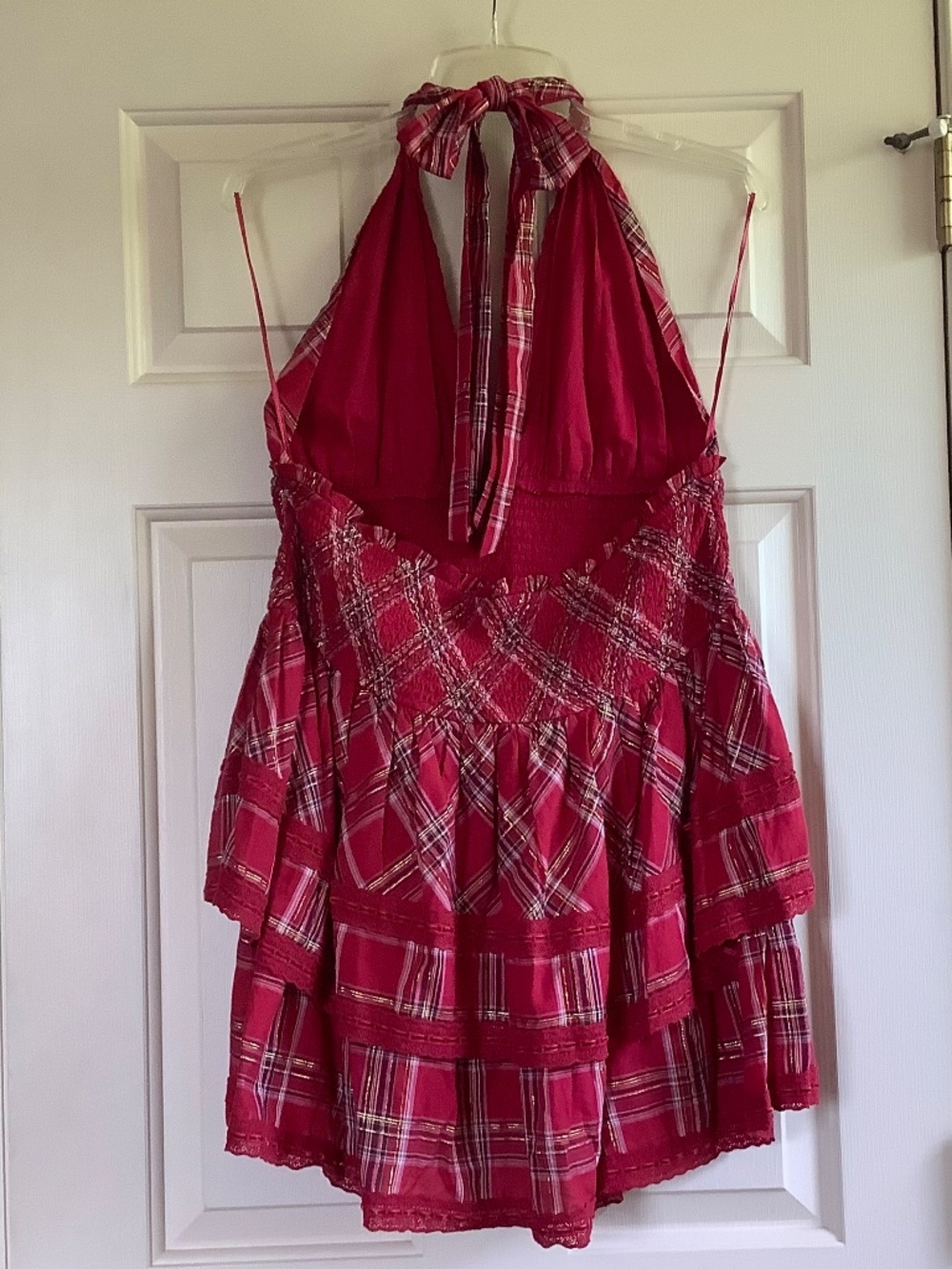 Loveshackfancy Deanna Tartan Halter Mini Dress Red SZ XXL - Picture 6 of 13